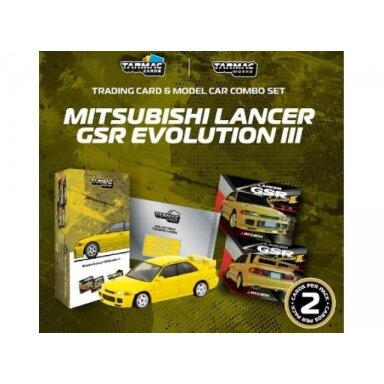 PRE-ORD3R Tarmac Modeliukas 1/64 Mitsubishi Lancer GSR Evolution III, yellow PRE-ORD3R Tarmac Modeliukas 1/64 Mitsubishi Lancer GSR Evolution III, yellow