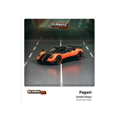 PRE-ORD3R Tarmac Modeliukas 1/64 Pagani Zonda Cinque Arancio Saint Tropez, orange/black PRE-ORD3R Tarmac Modeliukas 1/64 Pagani Zonda Cinque Arancio Saint Tropez, orange/black