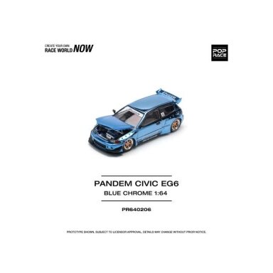 Pop Race Modeliukas 1/64 Pandem Civic EG6, blue chrome (yra Sandėlyje) Pop Race Modeliukas 1/64 Pandem Civic EG6, blue chrome (yra Sandėlyje)