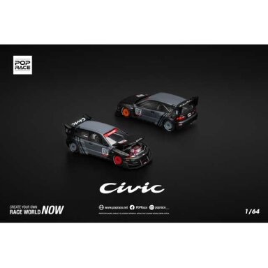 Pop Race Modeliukas 1/64 Pandem Civic EG6 *Kanjozoku*, black/gray/red Pop Race Modeliukas 1/64 Pandem Civic EG6 *Kanjozoku*, black/gray/red