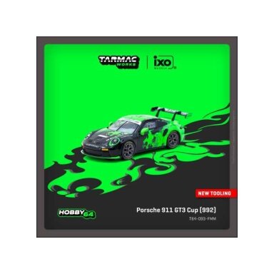 Tarmac Modeliukas 1/64 Porsche 911 GT3 Cup (992) Fire Monkey Motorsport, black/green (yra Sandėlyje) Tarmac Modeliukas 1/64 Porsche 911 GT3 Cup (992) Fire Monkey Motorsport, black/green (yra Sandėlyje)