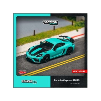 PRE-ORD3R Tarmac Modeliukas 1/64 Porsche Cayman GT4RS, mint green PRE-ORD3R Tarmac Modeliukas 1/64 Porsche Cayman GT4RS, mint green
