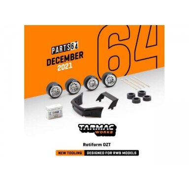 Tarmac Modeliukas 1/64 Rotiform OZT Designed for RWB Models, black/silver Tarmac Modeliukas 1/64 Rotiform OZT Designed for RWB Models, black/silver