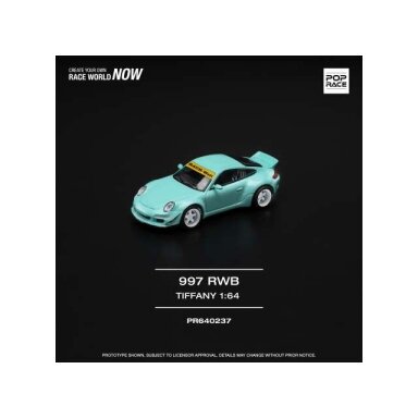 Pop Race Modeliukas 1/64 RWB 997, Tiffany blue (yra Sandėlyje) Pop Race Modeliukas 1/64 RWB 997, Tiffany blue (yra Sandėlyje)