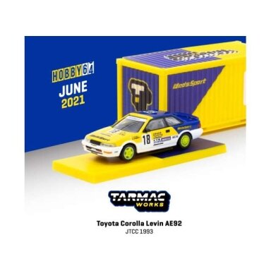 PRE-ORD3R Tarmac Modeliukas 1/64 Toyota Corolla Levin AE92, yellow/blue PRE-ORD3R Tarmac Modeliukas 1/64 Toyota Corolla Levin AE92, yellow/blue