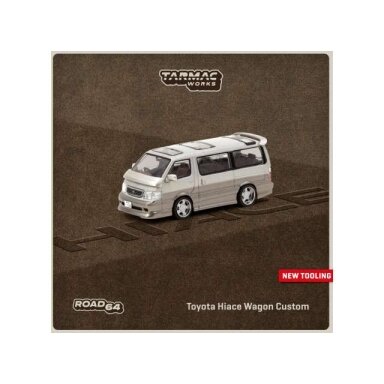 PRE-ORD3R Tarmac Modeliukas 1/64 Toyota Hiace Wagon Custom, silver/brown PRE-ORD3R Tarmac Modeliukas 1/64 Toyota Hiace Wagon Custom, silver/brown