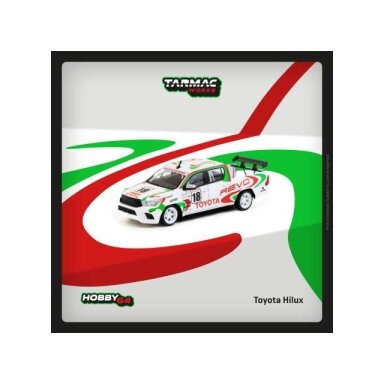 PRE-ORD3R Tarmac Modeliukas 1/64 Toyota Hilux #18, white/red/green