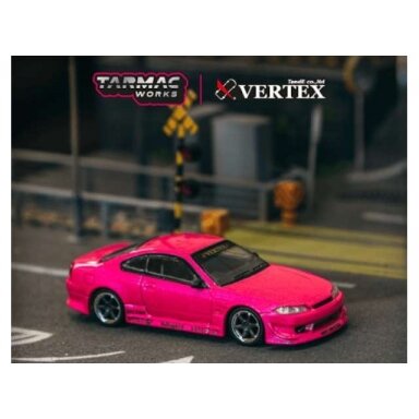 Tarmac Modeliukas 1/64 VERTEX Nissan Silvia (S15), pink metallic Tarmac Modeliukas 1/64 VERTEX Nissan Silvia (S15), pink metallic