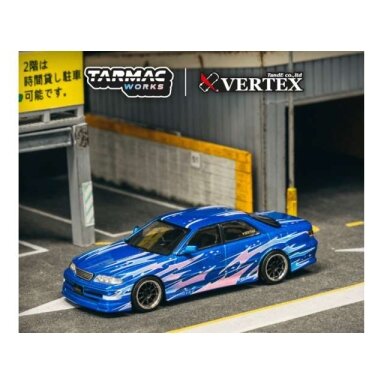 PRE-ORD3R Tarmac Modeliukas 1/64 VERTEX Toyota Mark II JZX100, blue metallic