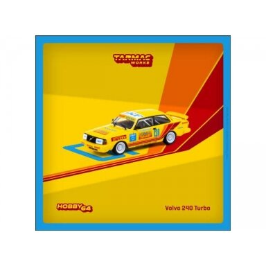 Tarmac Modeliukas 1/64 Volvo 240 Turbo, Per-Gunnar Andersson Thai Group A Championship Bira Circuit Pattaya Winner 1988, yellow/red (yra Sandėlyje)
