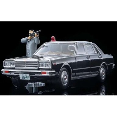 PRE-ORD3R Tomica Limited Vintage Modeliukas 1/64 Movie Stars 05 Seibu Keisatsu Nissan Laurel 2000SGL-E with Keisuke Daimon Figure, black
