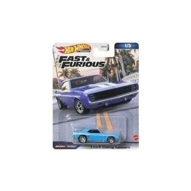 Hot Wheels Premium Fast and Furious 1969 Chevrolet Camaro, blue 1/5