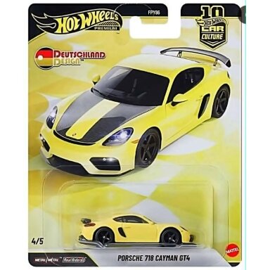 PRE-ORDER Hot Wheels Premium 2026 Deutschland Design Modeliukas Porsche 718 Cayman GT4 Yellow PRE-ORDER Hot Wheels Premium 2026 Deutschland Design Modeliukas Porsche 718 Cayman GT4 Yellow