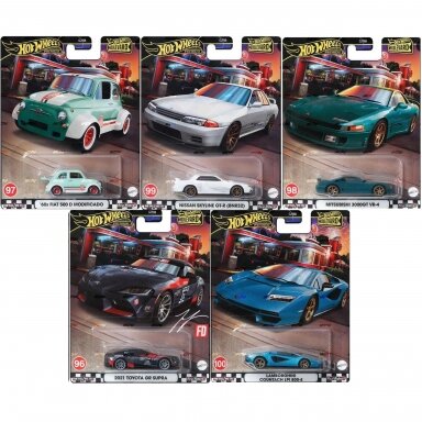 Hot Wheels Premium Boulevard Series Modeliukų rinkinys (979V) (21 Toyota GR Supra,Fiat 500 D Modificado,Mitsubishi 3000GT,Skyline GT-R BNR32,Lamborghini Countach) Hot Wheels Premium Boulevard Series Modeliukų rinkinys (979V) (21 Toyota GR Supra,Fiat 500 D Modificado,Mitsubishi 3000GT,Skyline GT-R BNR32,Lamborghini Countach)