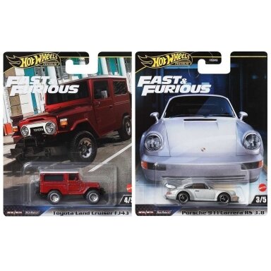Hot Wheels Premium Fast & Furious Porsche 911 Carrera RS 3.8 + Toyota Land Cruiser FJ43