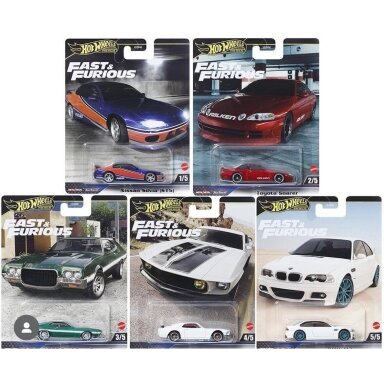 Hot Wheels Premium Modeliukas 2024 Fast & the Furious set (Nissan Silvia Mona Liza,Toyota Soarer,Ford Gran Torino,Ford Mustang Boss,BMW M3 E46) Hot Wheels Premium Modeliukas 2024 Fast & the Furious set (Nissan Silvia Mona Liza,Toyota Soarer,Ford Gran Torino,Ford Mustang Boss,BMW M3 E46)