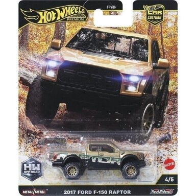 Hot Wheels Premium Off Road Modeliukas 2017 Ford F150 Raptor (yra Sandėlyje)