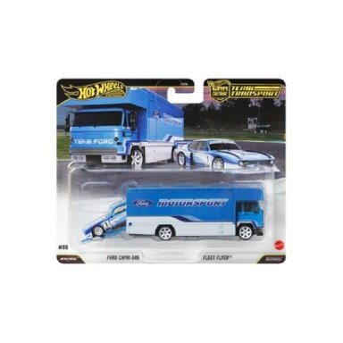 Hot Wheels Premium Team Transport Ford Capri GP5 + Fleet Flyer, blue/white