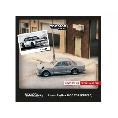 Tarmac Works Modeliukas Nissan Skyline 2000 GT-R KPGC10, silver (yra Sandėlyje) Tarmac Works Modeliukas Nissan Skyline 2000 GT-R KPGC10, silver (yra Sandėlyje)