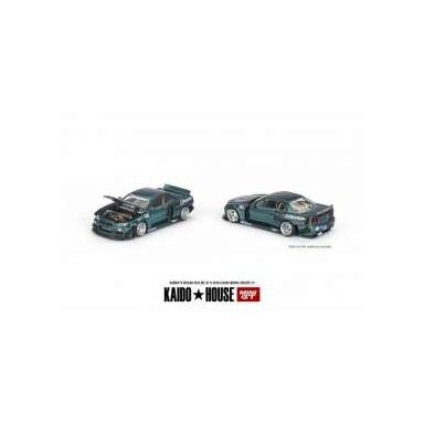 Mini GT Kaido House Nissan Skyline GT-R R34 Kaido Works Greddy V1, green metallic Mini GT Kaido House Nissan Skyline GT-R R34 Kaido Works Greddy V1, green metallic