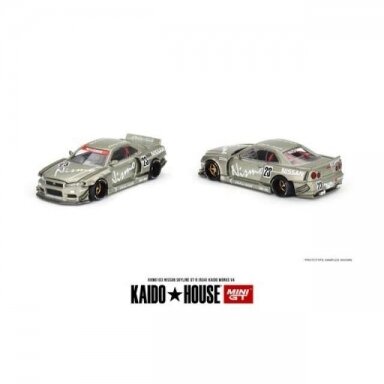 Mini GT Kaido House Nissan Skyline GT-R (R34) V4 *Kaido Works*, silver Mini GT Kaido House Nissan Skyline GT-R (R34) V4 *Kaido Works*, silver