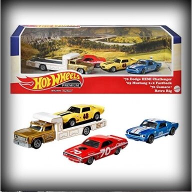 Hot Wheels Premium Diorama Premium Set #5 *Going to the Races* (1970 Dodge Challenger,Ford Mustang 2+2 Fastback,1970 Chevrolet Camaro,Retro Rig Flatbed) Hot Wheels Premium Diorama Premium Set #5 *Going to the Races* (1970 Dodge Challenger,Ford Mustang 2+2 Fastback,1970 Chevrolet Camaro,Retro Rig Flatbed)
