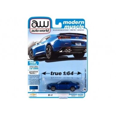PRE-ORD3R Auto World Modeliukas 2018 Chevrolet Camaro ZL1, hyper blue metallic PRE-ORD3R Auto World Modeliukas 2018 Chevrolet Camaro ZL1, hyper blue metallic