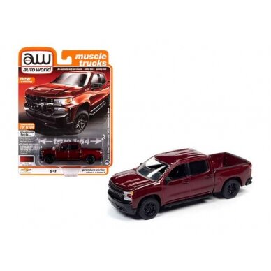PRE-ORD3R Auto World Modeliukas 2019 Chevy Silverado Custom Trailboss, cajun red tintcoat PRE-ORD3R Auto World Modeliukas 2019 Chevy Silverado Custom Trailboss, cajun red tintcoat