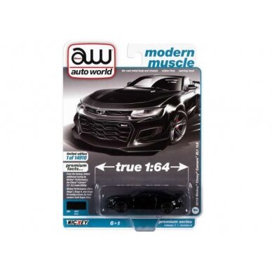 PRE-ORD3R Auto World Modeliukas 2019 NICKEY Chevrolet Camaro ZL1 1LE, gloss black with flat black side stipes & NICKEY Logo PRE-ORD3R Auto World Modeliukas 2019 NICKEY Chevrolet Camaro ZL1 1LE, gloss black with flat black side stipes & NICKEY Logo