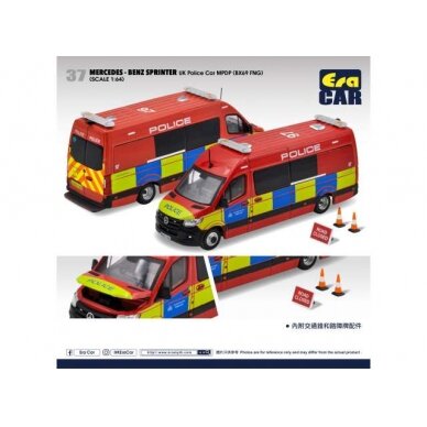 Era Car Modeliukas #37 Mercedes Benz Sprinter UK Police Car MPDP (BX96 FNG), red/yellow/blue Era Car Modeliukas #37 Mercedes Benz Sprinter UK Police Car MPDP (BX96 FNG), red/yellow/blue