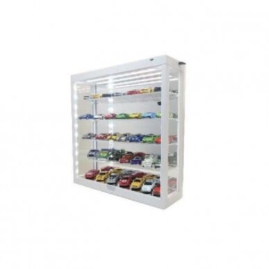 Modeliukų vitrina 5-layer Led su veidrodžiu, balta (yra Sandėlyje)