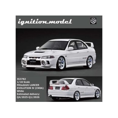 PRE-ORD3R Ignition Modeliukas 1/18 Mitsubishi Lancer Evolution IV (CN9A),
white PRE-ORD3R Ignition Modeliukas 1/18 Mitsubishi Lancer Evolution IV (CN9A),
white