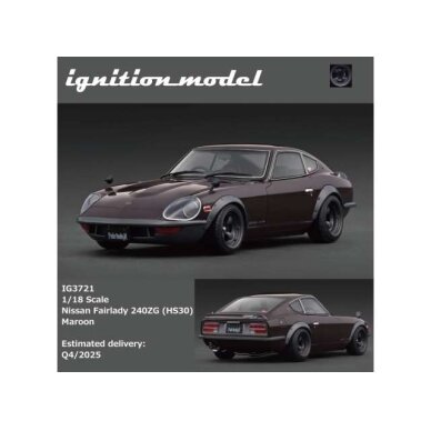 PRE-ORD3R Ignition Modeliukas 1/18 Nissan Fairlady 240ZG (HS30), maroon PRE-ORD3R Ignition Modeliukas 1/18 Nissan Fairlady 240ZG (HS30), maroon
