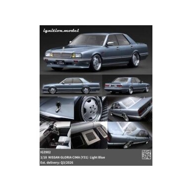 PRE-ORD3R Ignition Modeliukas 1/18 Nissan Gloria CIMA (Y31), light blue PRE-ORD3R Ignition Modeliukas 1/18 Nissan Gloria CIMA (Y31), light blue