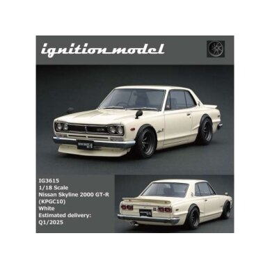 PRE-ORD3R Ignition Modeliukas 1/18 Nissan Skyline 2000 GT-R (KPGC10), white PRE-ORD3R Ignition Modeliukas 1/18 Nissan Skyline 2000 GT-R (KPGC10), white