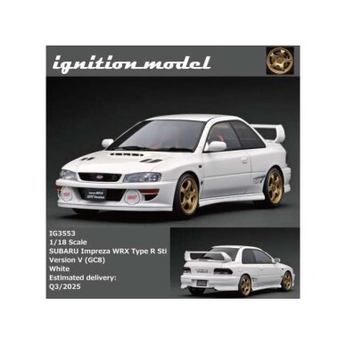 PRE-ORD3R Ignition Modeliukas 1/18 Subaru Impreza WRX Type R Sti Version V (GC8), white PRE-ORD3R Ignition Modeliukas 1/18 Subaru Impreza WRX Type R Sti Version V (GC8), white