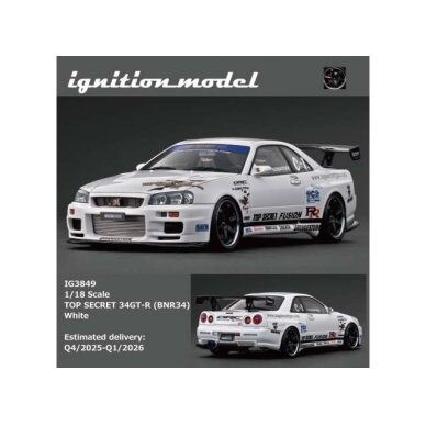 PRE-ORD3R Ignition Modeliukas 1/18 TOP SECRET 34GT-R (BNR34), white PRE-ORD3R Ignition Modeliukas 1/18 TOP SECRET 34GT-R (BNR34), white