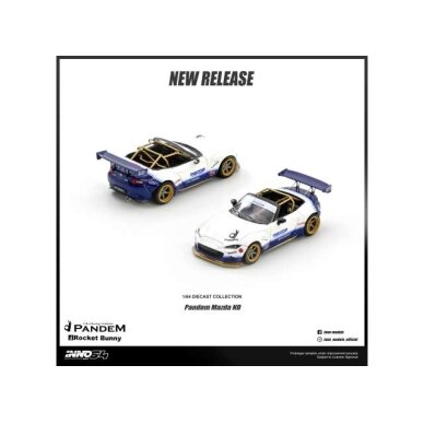 PRE-ORD3R Inno64 Modeliukas 1/64 Mazda MX-5 (ND) Miata *Pandem Rocket Bunny* V1.0, white/blue PRE-ORD3R Inno64 Modeliukas 1/64 Mazda MX-5 (ND) Miata *Pandem Rocket Bunny* V1.0, white/blue