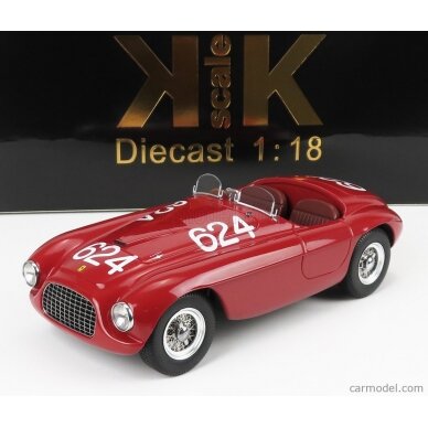 KK Scale Modeliukas 1/18 1949 Ferrari 166 MM #624 Winner Mille Miglia, red KK Scale Modeliukas 1/18 1949 Ferrari 166 MM #624 Winner Mille Miglia, red