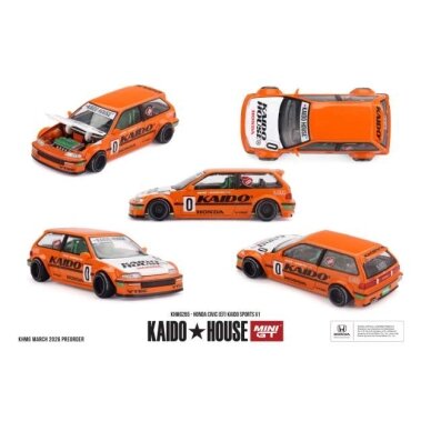 PRE-ORD3R MINI GT Kaido House Modeliukas 1/64 1987 Honda Civic (EF) Kaido Sports V1, orange PRE-ORD3R MINI GT Kaido House Modeliukas 1/64 1987 Honda Civic (EF) Kaido Sports V1, orange