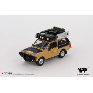 MINI GT Modeliukas 1/64 1981 Range Rover C.Swoboda & K. Mentel Winner Camel Trophy Sumatra, yellow/black MINI GT Modeliukas 1/64 1981 Range Rover C.Swoboda & K. Mentel Winner Camel Trophy Sumatra, yellow/black