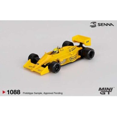 PRE-ORD3R Mini GT Modeliukas 1/64 1987 Lotus 99T #12 Ayrton Senna Monaco Grand Prix Winner, yellow PRE-ORD3R Mini GT Modeliukas 1/64 1987 Lotus 99T #12 Ayrton Senna Monaco Grand Prix Winner, yellow