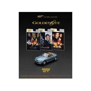 MINI GT Modeliukas 1/64 1995 BMW Z3 *GOLDENEYE* English Blister Packaging, blue MINI GT Modeliukas 1/64 1995 BMW Z3 *GOLDENEYE* English Blister Packaging, blue