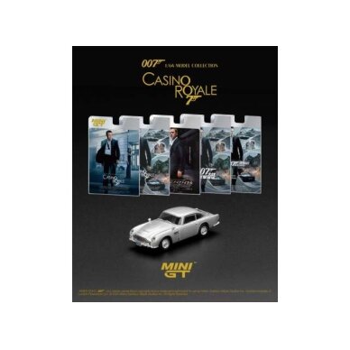 PRE-ORD3R MINI GT Modeliukas 1/64 2006 Aston Martin DB5 *Casino Royal* English Blister Packaging, silver PRE-ORD3R MINI GT Modeliukas 1/64 2006 Aston Martin DB5 *Casino Royal* English Blister Packaging, silver