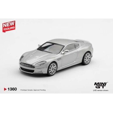 PRE-ORD3R MINI GT Modeliukas 1/64 2008 Aston Martin DBS, Lightning silver PRE-ORD3R MINI GT Modeliukas 1/64 2008 Aston Martin DBS, Lightning silver