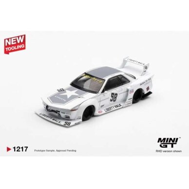 MINI GT Modeliukas 1/64 2025 Nissan GTR (R32) LB-Kaido Works TAS, white MINI GT Modeliukas 1/64 2025 Nissan GTR (R32) LB-Kaido Works TAS, white