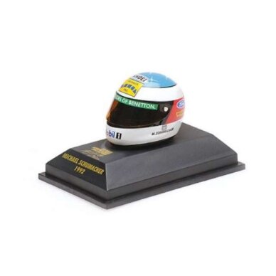 Minichamps Modeliukas 1/10 1992 Helmet Michael Schumacher First Win Belgian GP, white/blue/red/yellow Minichamps Modeliukas 1/10 1992 Helmet Michael Schumacher First Win Belgian GP, white/blue/red/yellow
