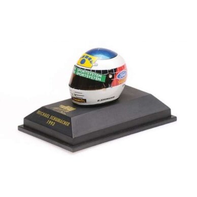 Minichamps Modeliukas 1/10 1993 Helmet Michael Schumacher Portugese GP, white/blue/red/yellow Minichamps Modeliukas 1/10 1993 Helmet Michael Schumacher Portugese GP, white/blue/red/yellow