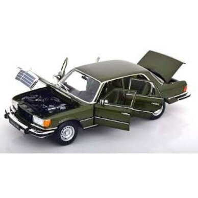 NOREV Modeliukas 1/18 1973 Mercedes Benz 350 SE W116 US-Version, green metallic NOREV Modeliukas 1/18 1973 Mercedes Benz 350 SE W116 US-Version, green metallic