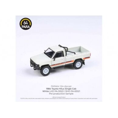 PRE-ORD3R Para64 Modeliukas 1/64 1984 Toyota Hilux Single Cab, white left hand drive (cars in a deluxe Acrylic window box) PRE-ORD3R Para64 Modeliukas 1/64 1984 Toyota Hilux Single Cab, white left hand drive (cars in a deluxe Acrylic window box)